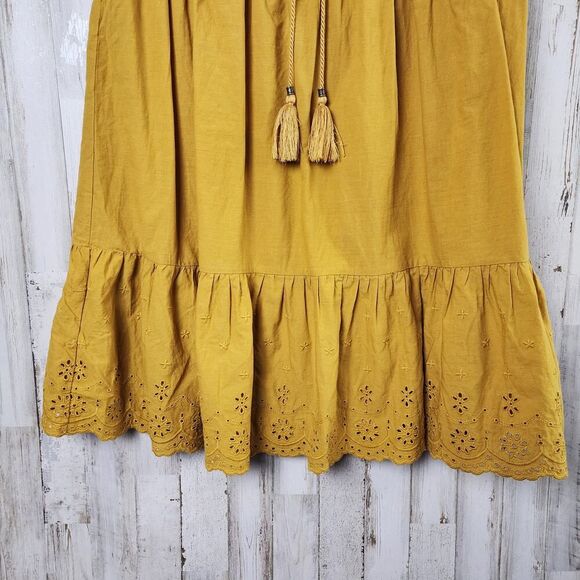 Knox Rose Eyelet Short Sleeve Boho Dress Mustard Size XS - Picture 11 of 11